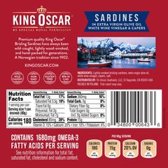 King Oscar premium sardines olive oil packaging, premium quality pantry stock