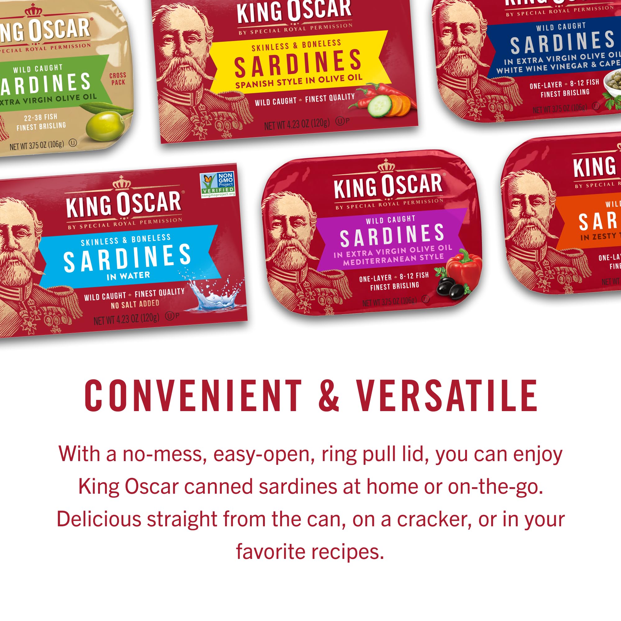 King Oscar sardines nutrition label highlights 14 g protein and zero carbs