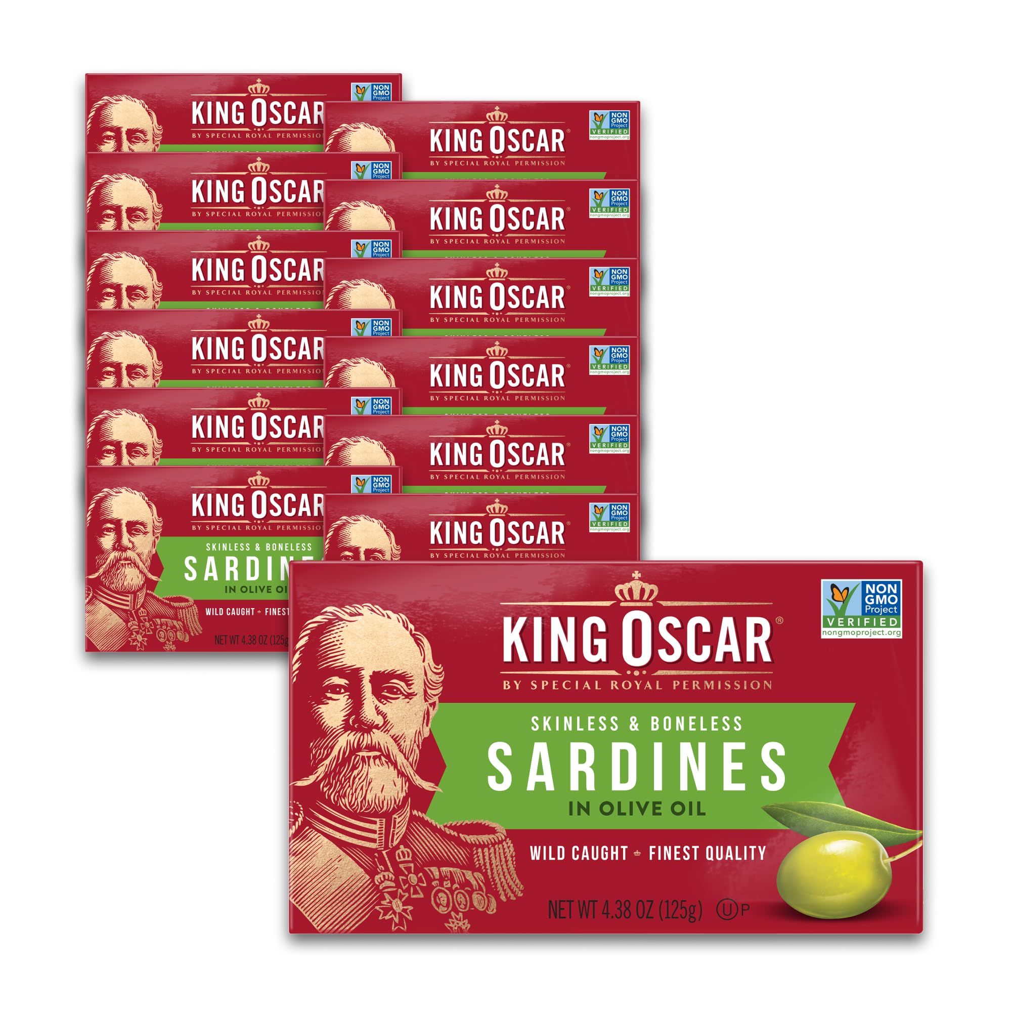 King Oscar sardines in olive oil can showing premium flavor and protein benefit