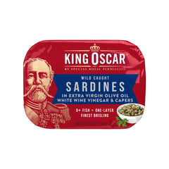 King Oscar sardines in olive oil on a cracker, quick protein bite