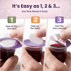 Close-up of Kingdom Prefilled Communion Cups with juice and wafer