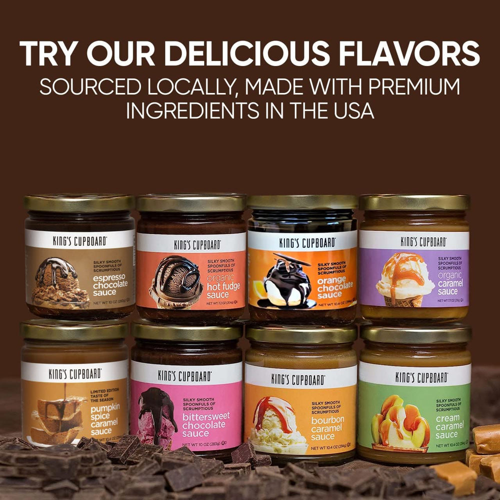 King's Cupboard all natural butterscotch caramel sauce enhances desserts