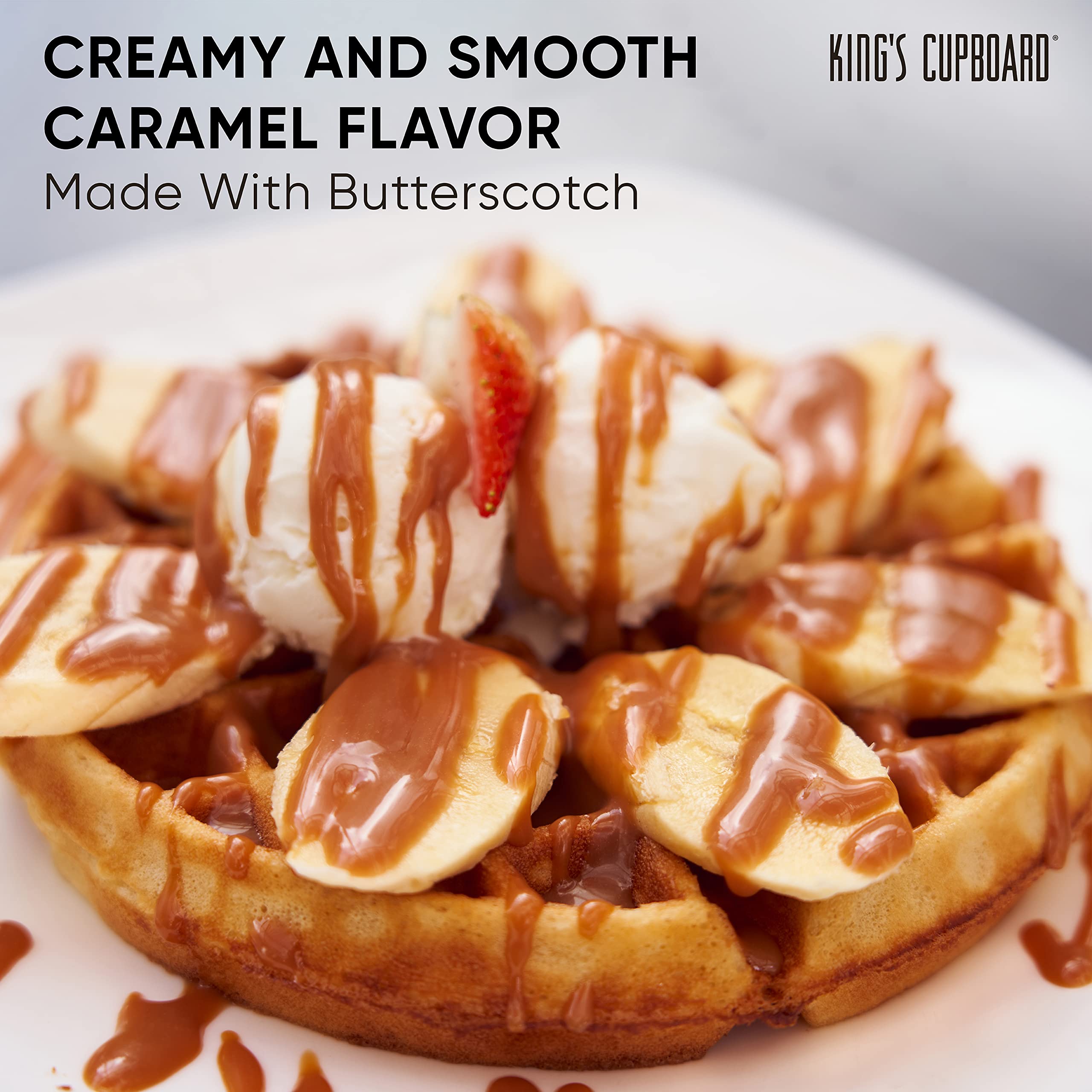 King's Cupboard butterscotch caramel sauce drizzle on warm oats for breakfast