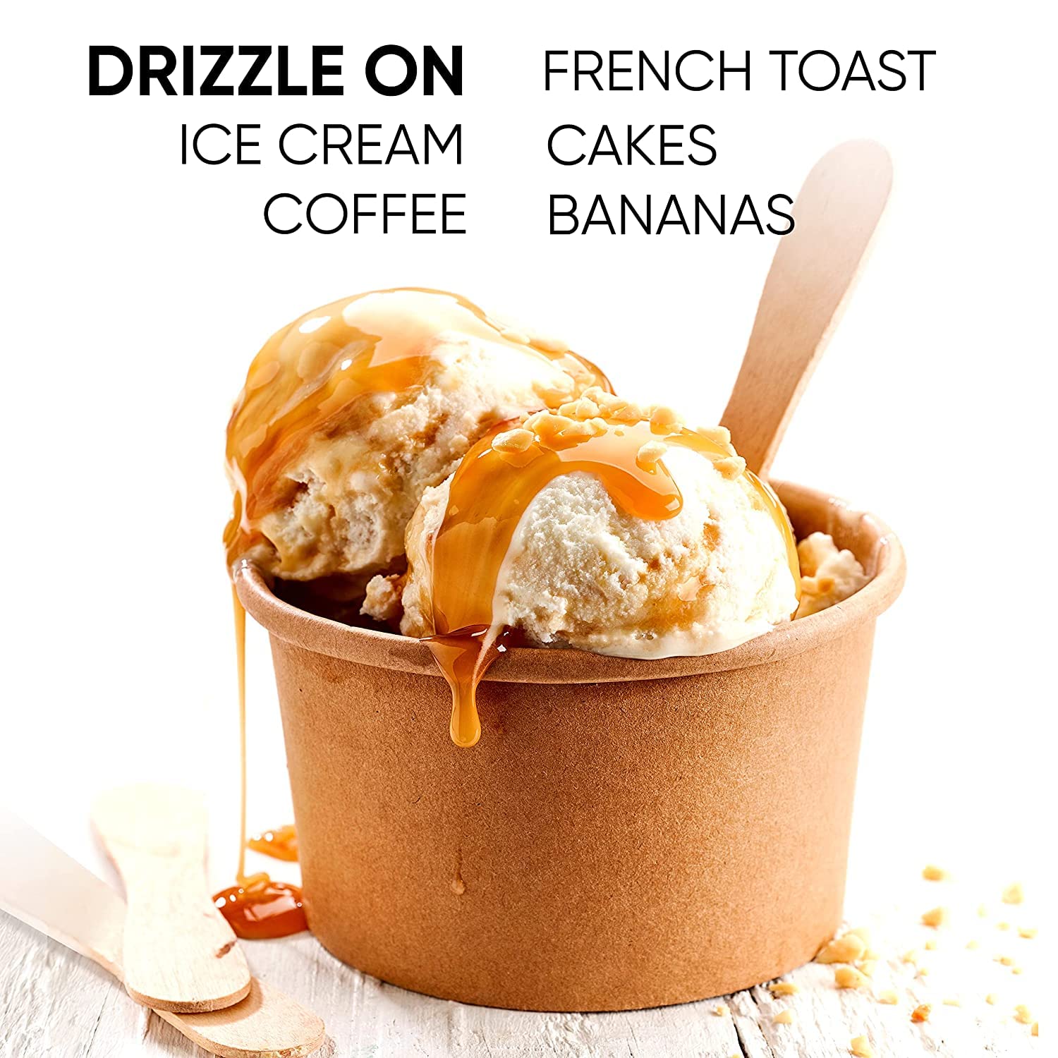 Dipping fruit in King's Cupboard Organic Caramel Sauce for a sweet treat.
