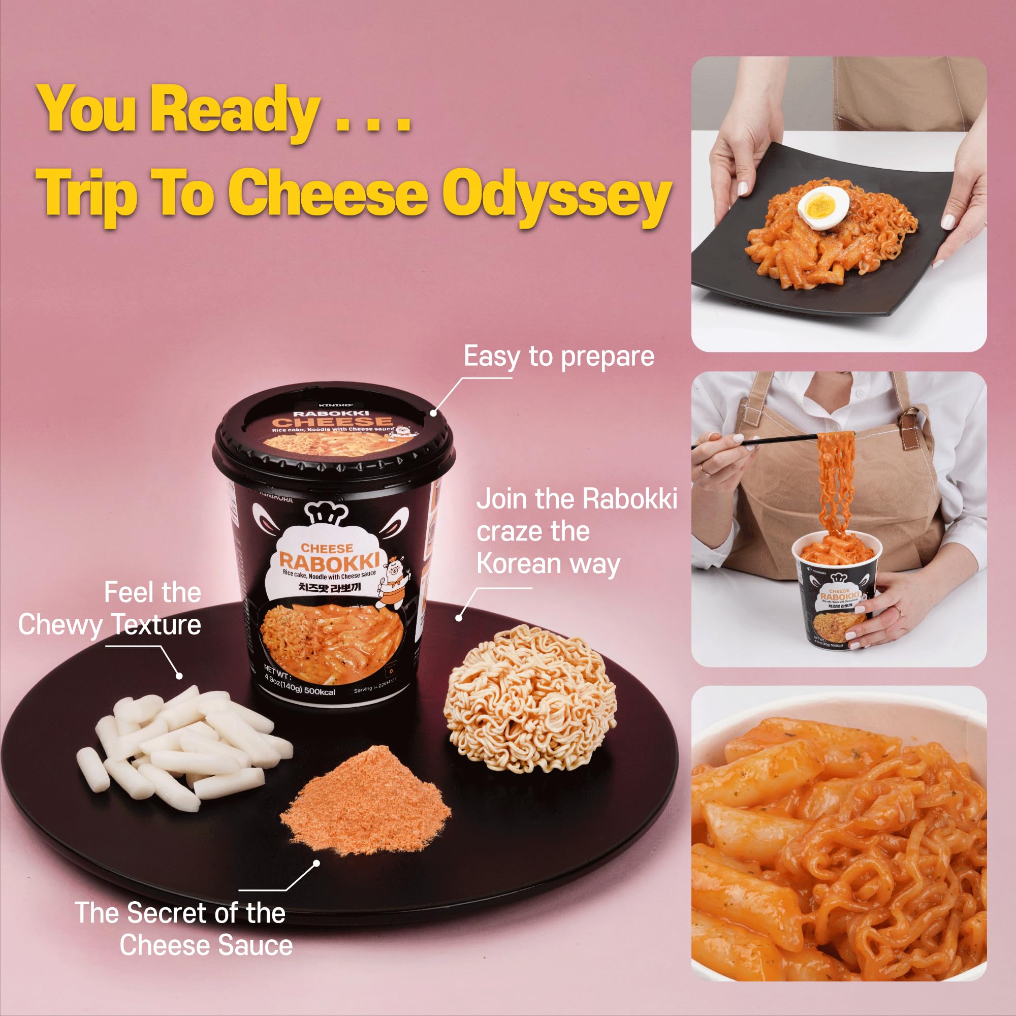 KINIKORA Rabokki Cup ready in minutes with creamy cheese sauce.