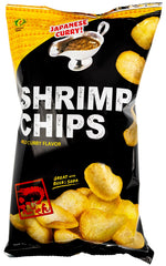 KINJIRUSHI curry shrimp chips pack front view, ideal portable snack for gatherings.
