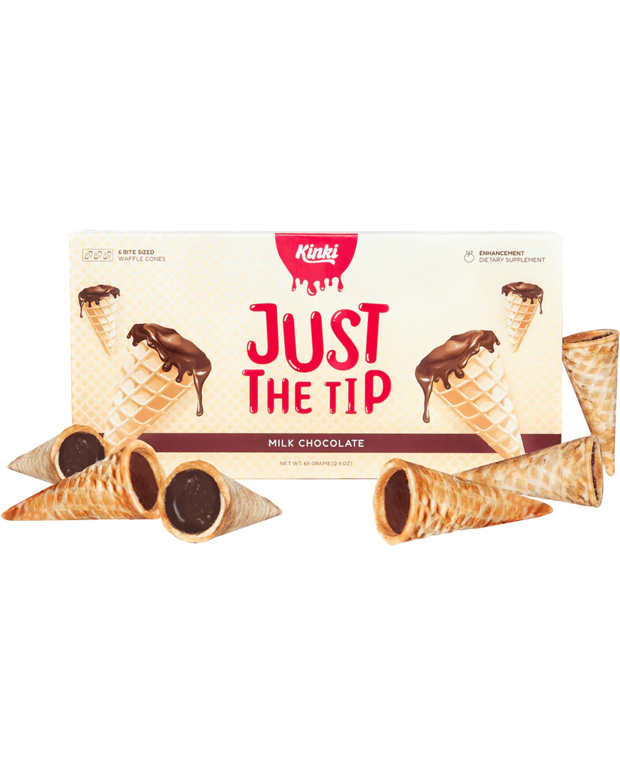 Kinki Just the Tip mood chocolates pack features the USA-made waffle cones for couples.