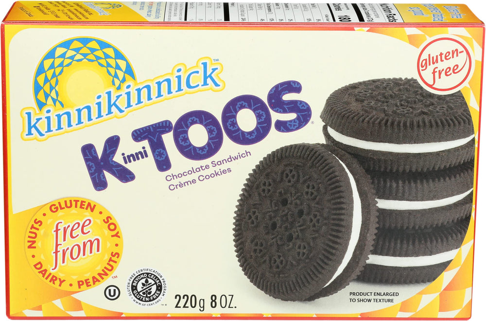Kinnikinnick packaging highlighting gluten-free and vegan attributes