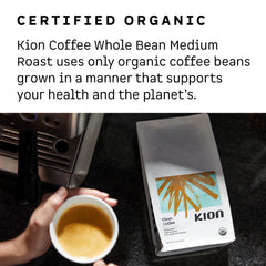 Nitrogen-flushed packaging preserves freshness for Kion Organic Ground Coffee.