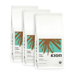 Kion Organic Ground Coffee packaging shows certified organic beans for a clean morning ritual.