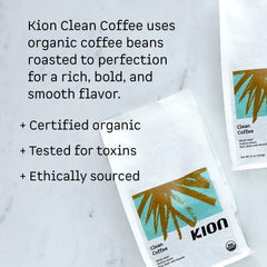 Kion Specialty-grade coffee beans indicate top-tier flavor with near-zero defects.