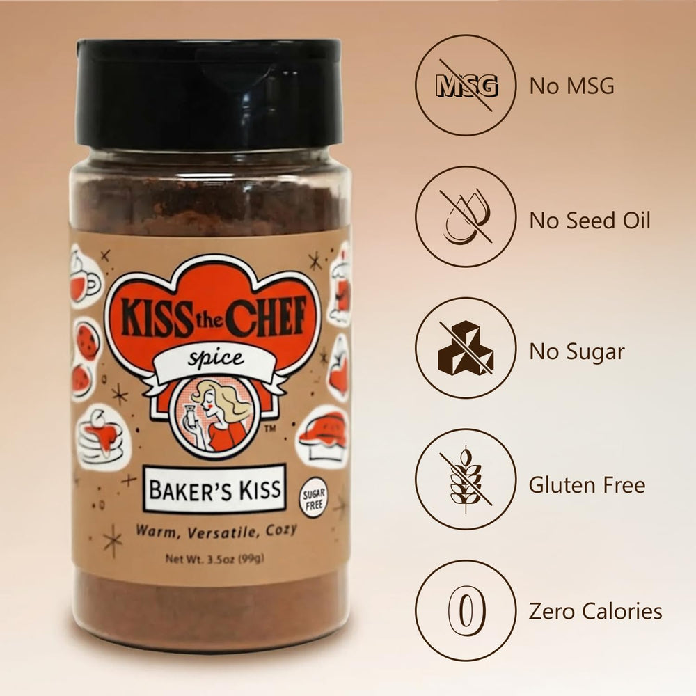 Kiss the Chef Baker’s Kiss Spice Blend jar closed for storage after use