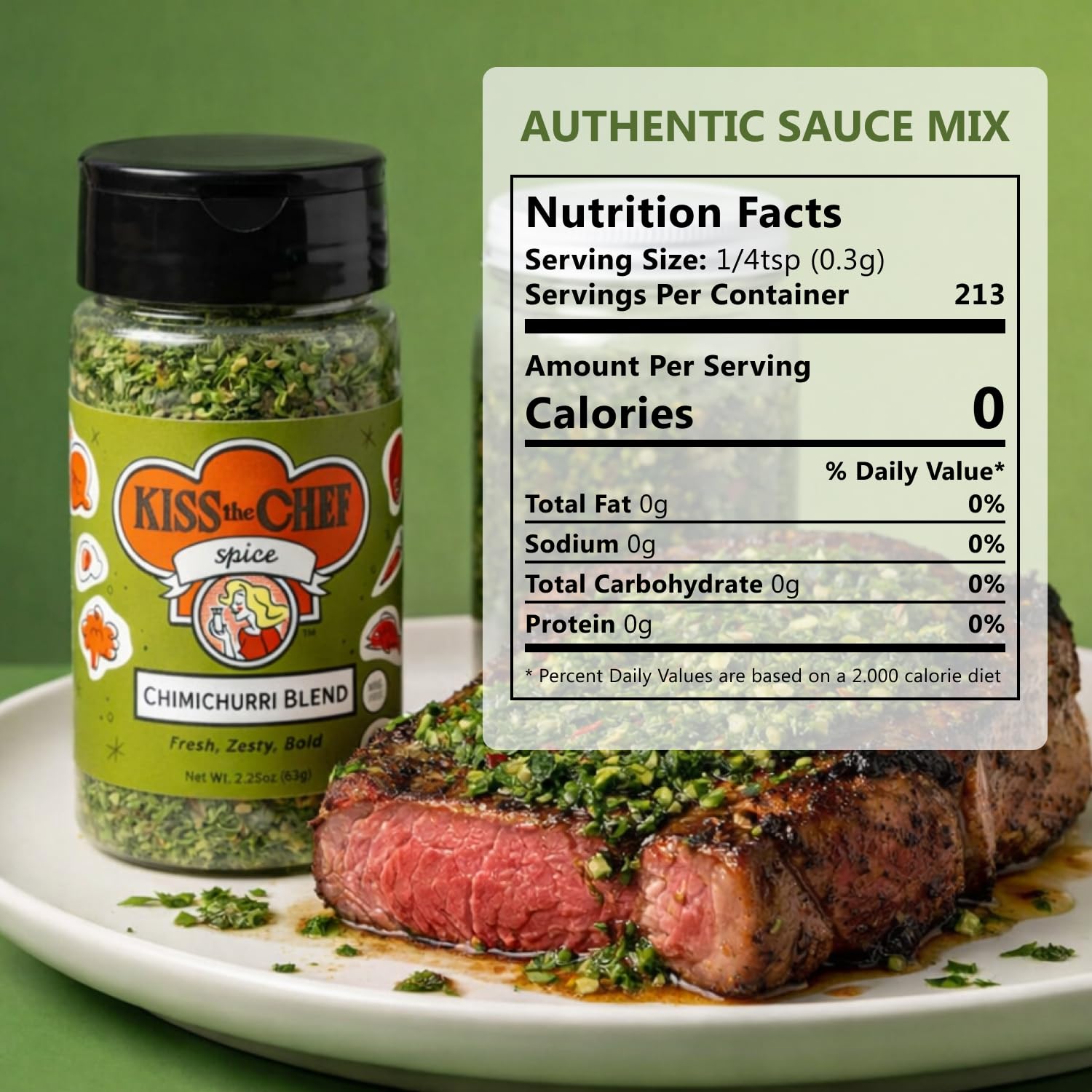 Close-up of parsley, onion, oregano and red pepper flakes in Kiss the Chef Chimichurri Blend.