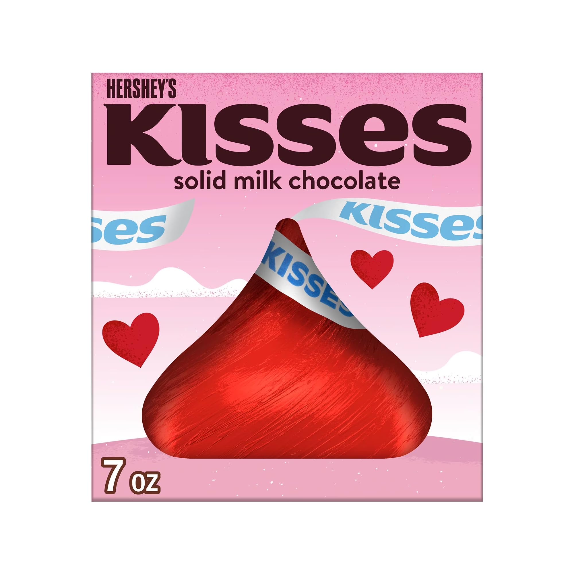 Hershey's Giant Kiss unwrap-foil reveal for a satisfying unboxing moment.