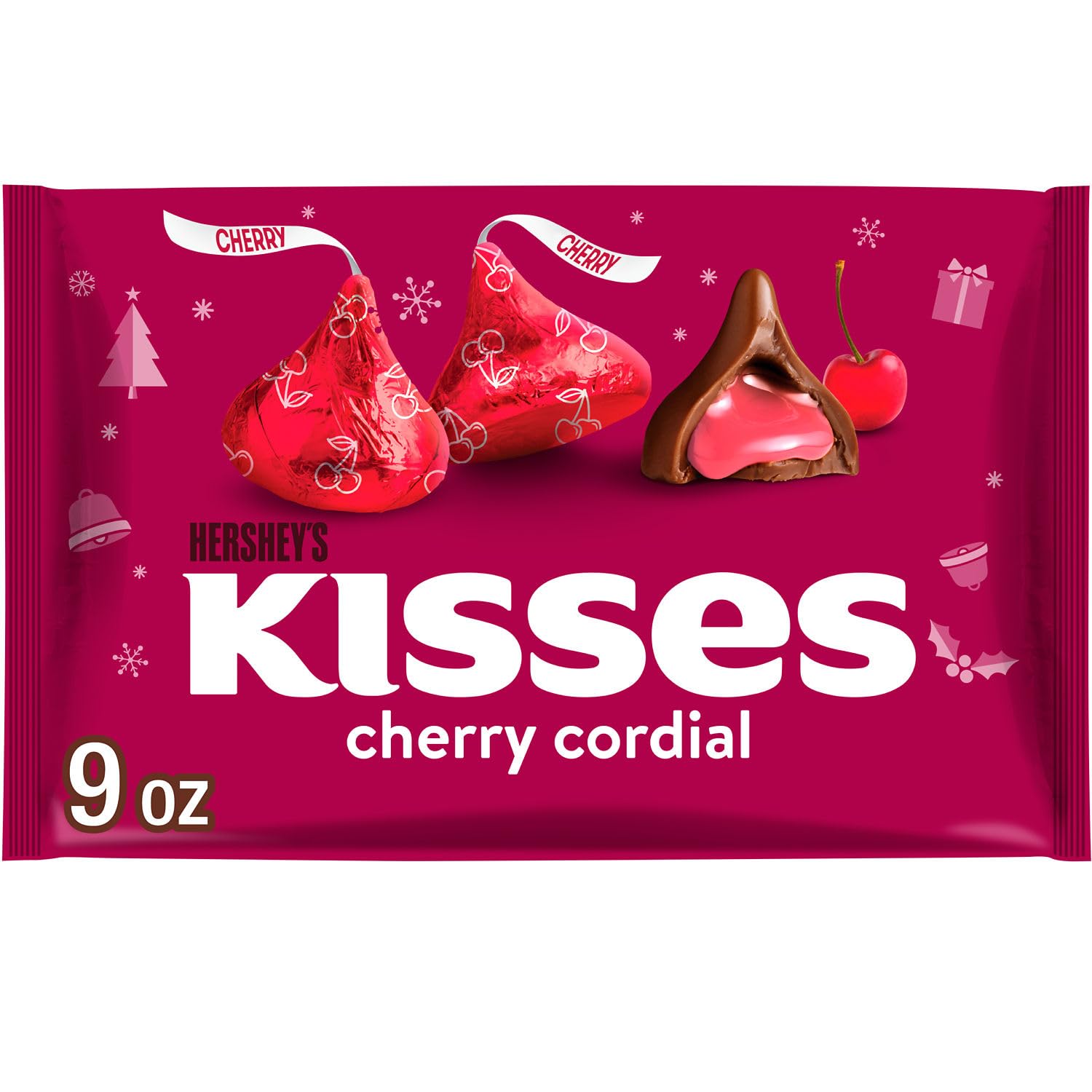 Kisses Hershey's Cherry Cordial bag ready for holiday snacking