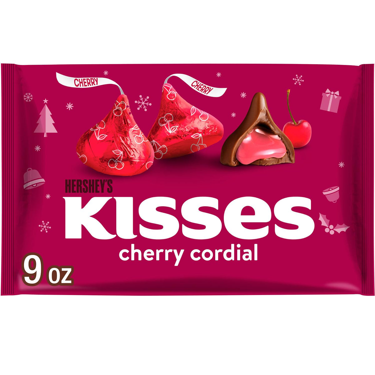 Kisses Hershey's Cherry Cordial bag ready for holiday snacking