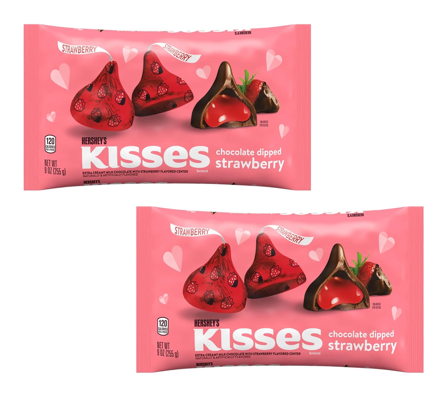 Hershey's Chocolate Dipped Strawberry Kisses packaging shows festive romance and gift-ready appeal.