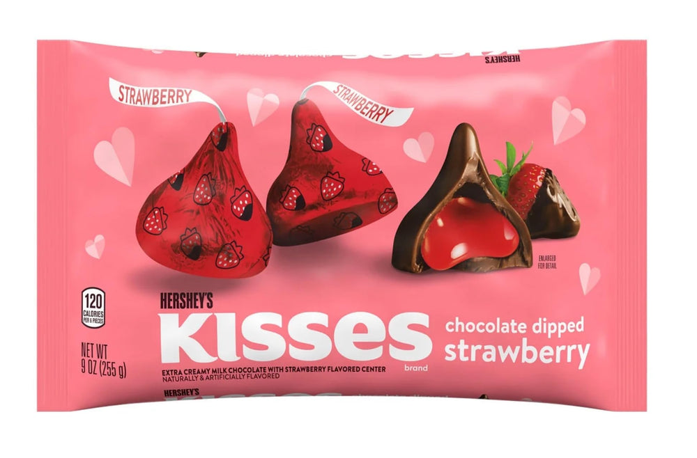 Hershey's Chocolate Dipped Strawberry Kisses two-bags image highlights shareable sweetness for gifting.