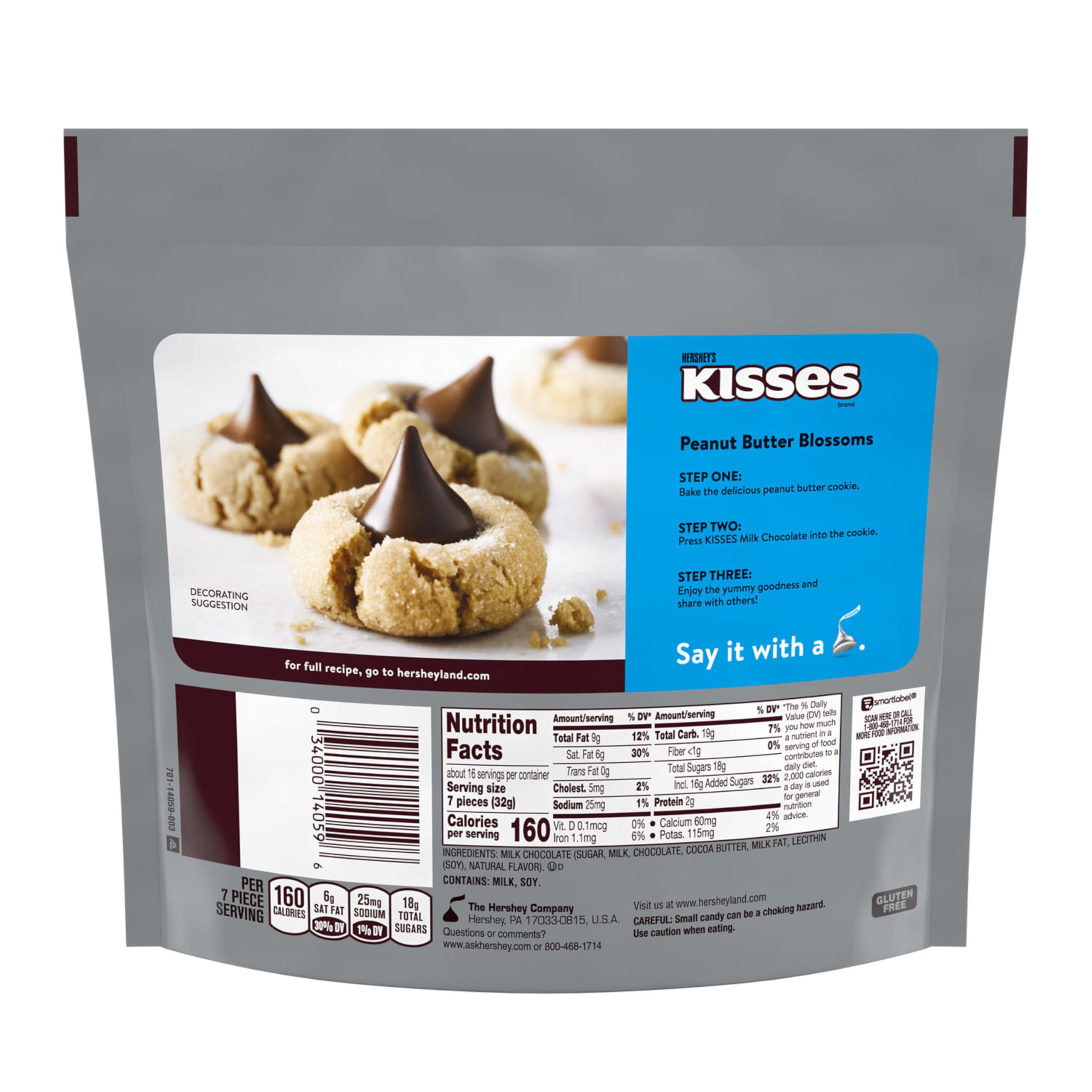 Kisses milk chocolate dessert topping on cookies for a creamy bite