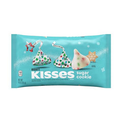 KISSES Sugar Cookie Flavored candies close-up showing cookie bits in white creme
