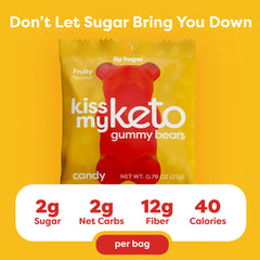 Kiss My Keto sugar-free gummy bears single-serve pouch ready for portion-controlled treats
