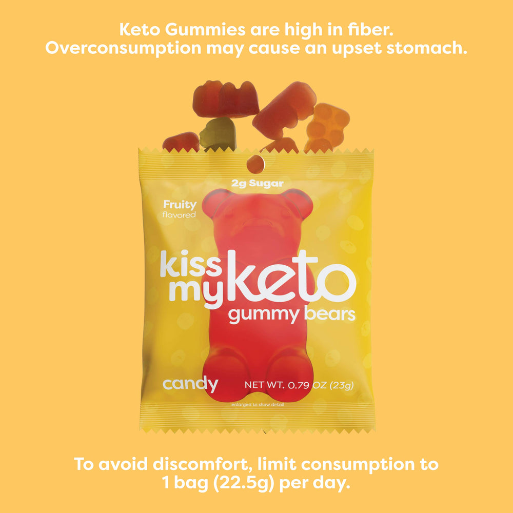 Kiss My Keto gummy bears travel pack shown for on-the-go snacking