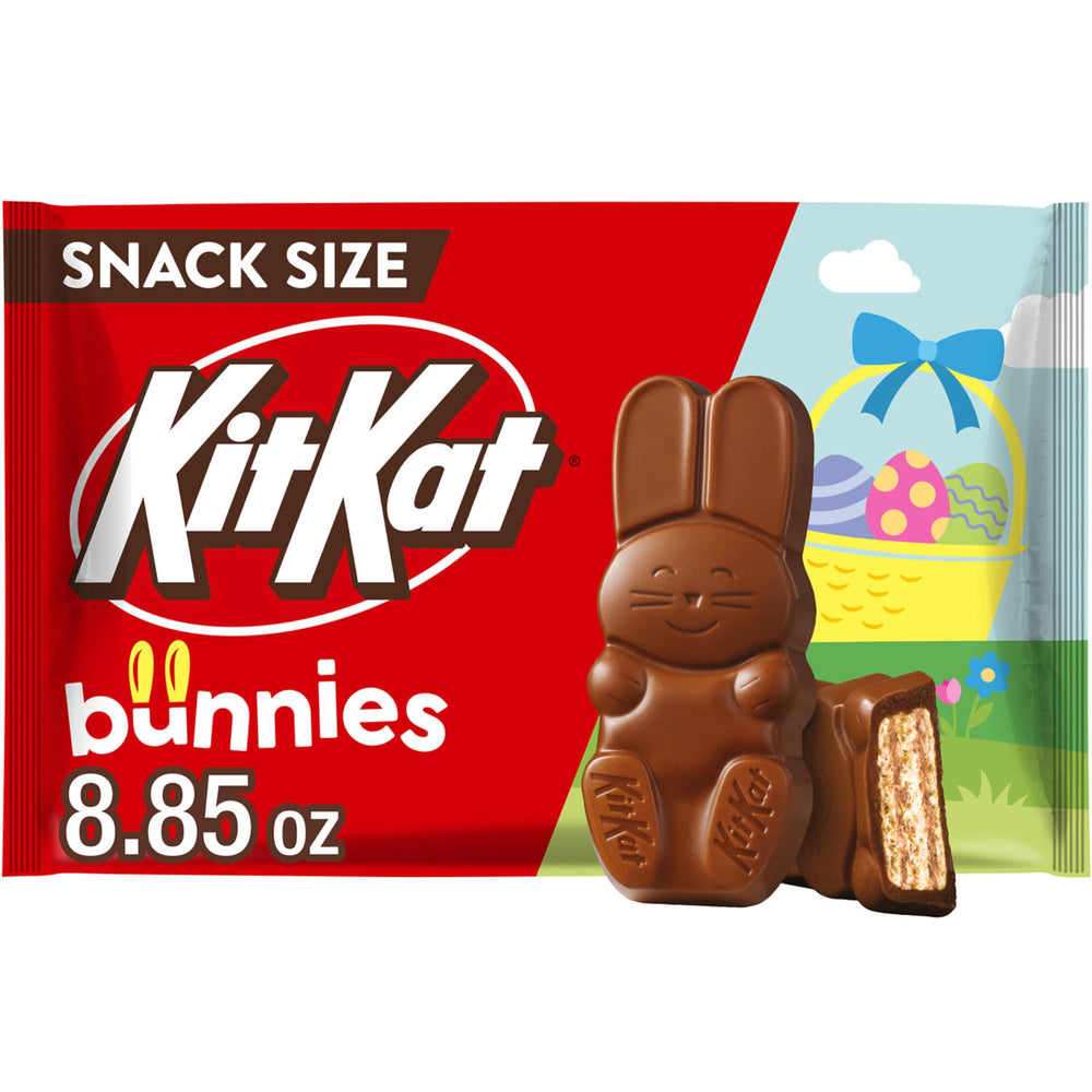 Kit Kat Milk Chocolate Wafer Bunnies bag front for easy sharing and Easter fun.