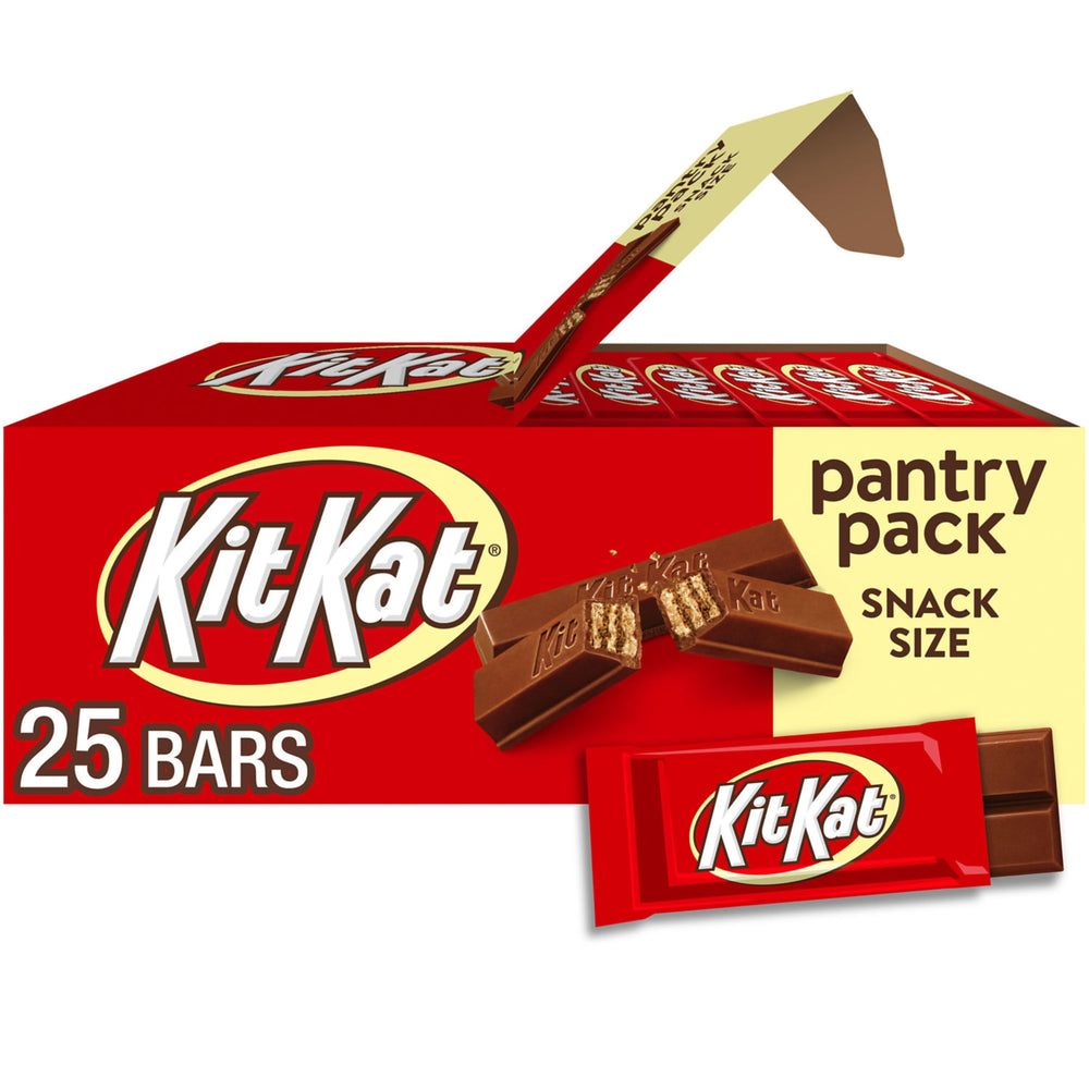 KIT KAT milk chocolate wafer snack 25-pack displayed for sharing and freshness.