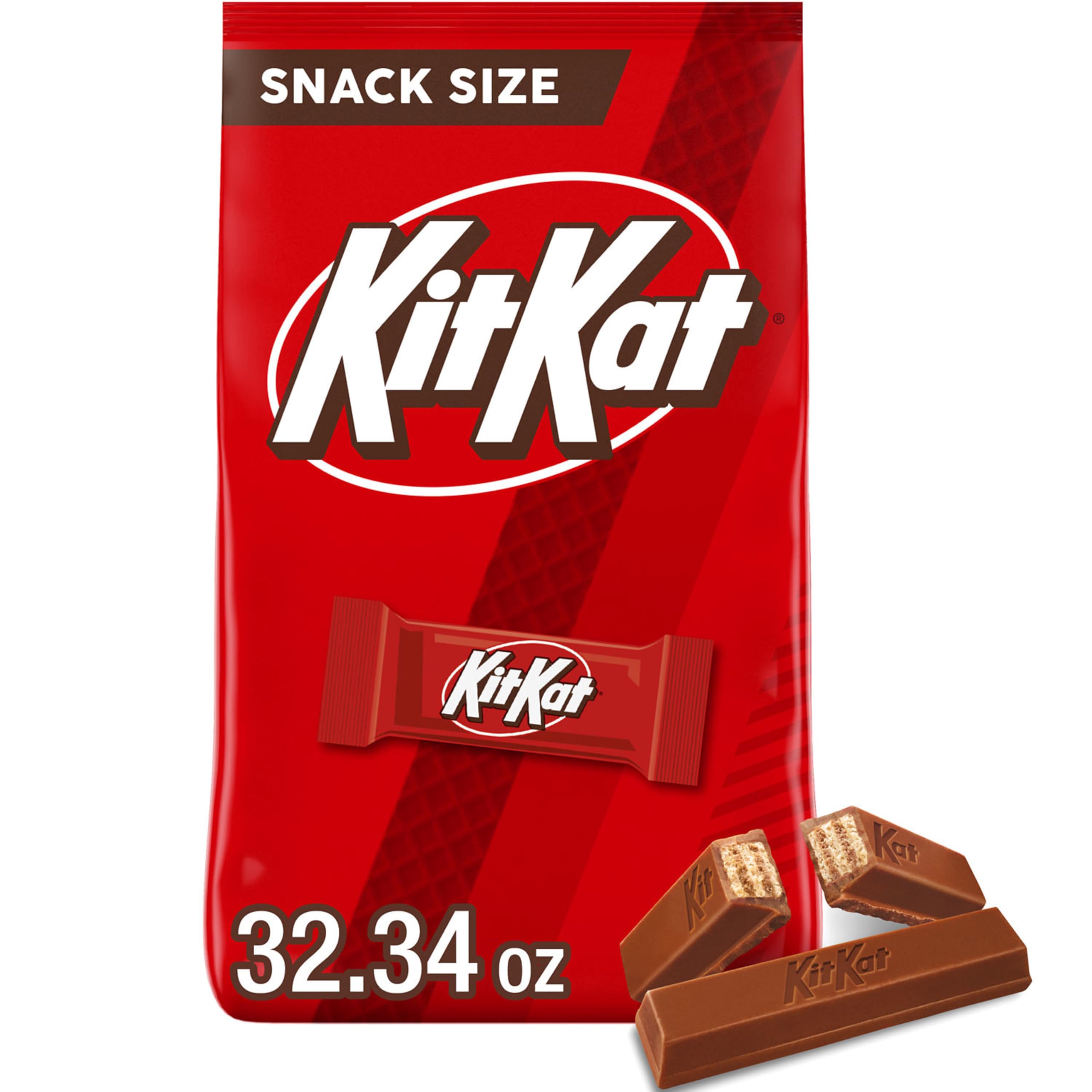 Kit Kat milk chocolate wafer snack-size 66 pieces in bulk bag for sharing.