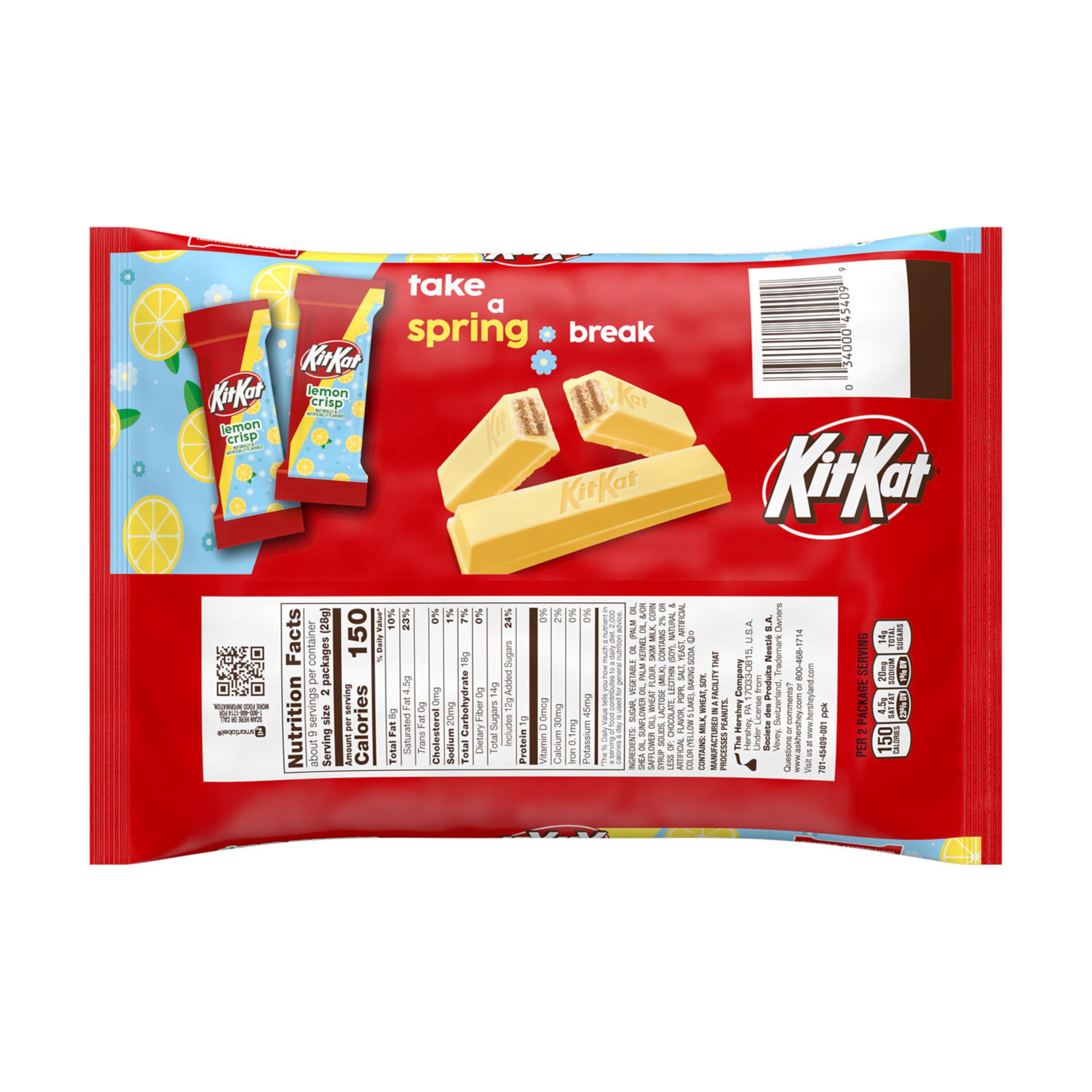 KIT KAT Miniatures lemon creme close-up showing creamy filling with crispy wafers.