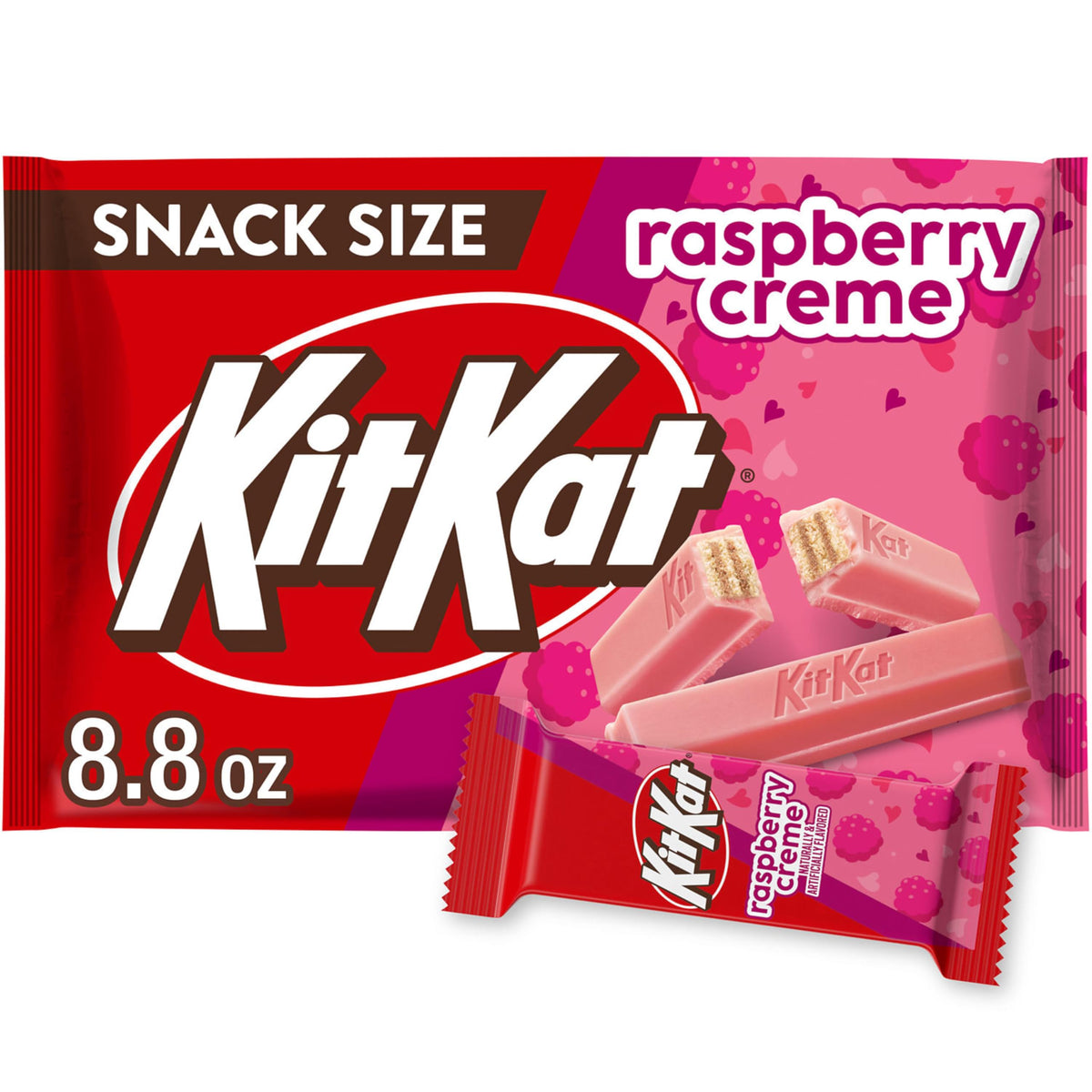 Kit Kat Raspberry Creme Wafer snack wrapper displayed, ideal for sharing on the go