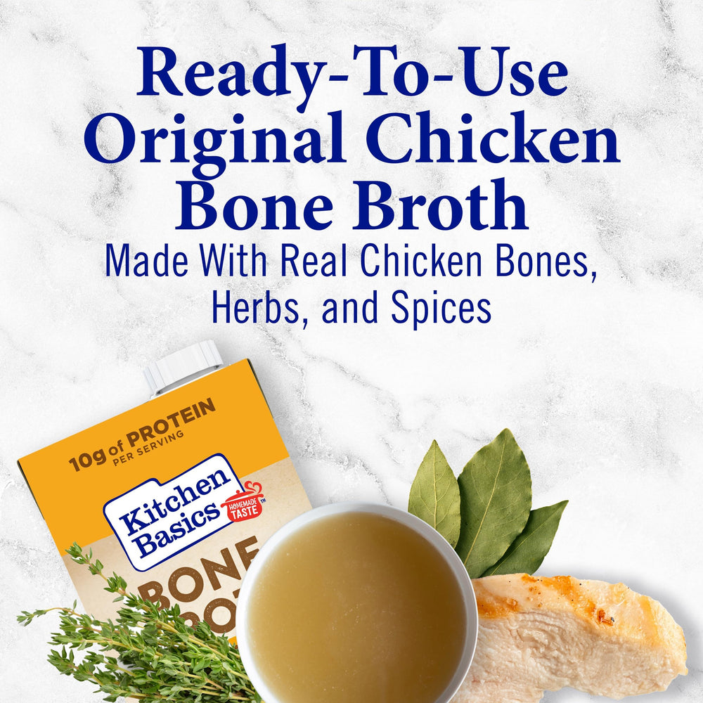 Kitchen Basics broth being poured into pot for a rich soup base