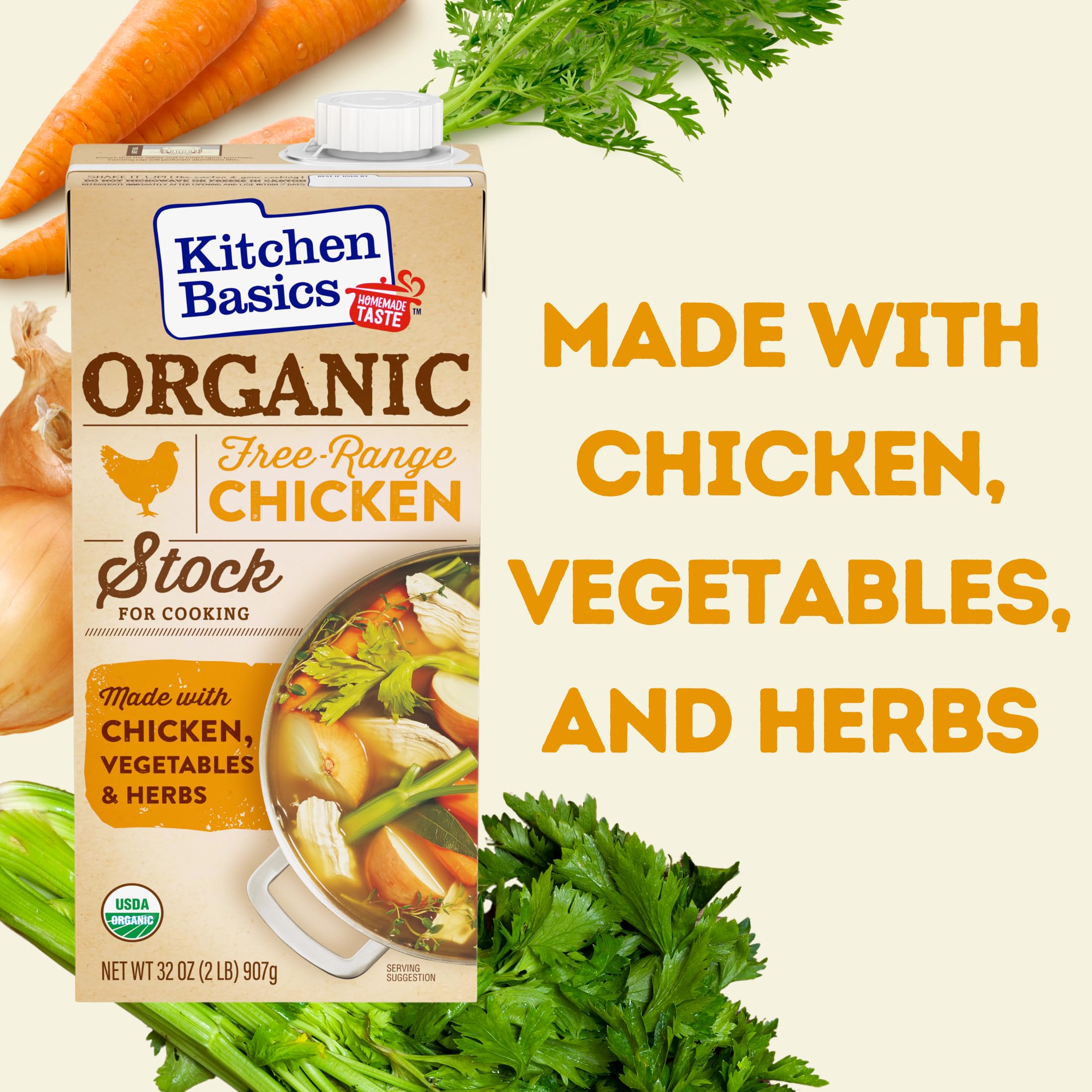 Stew with vegetables enriched by Kitchen Basics stock.