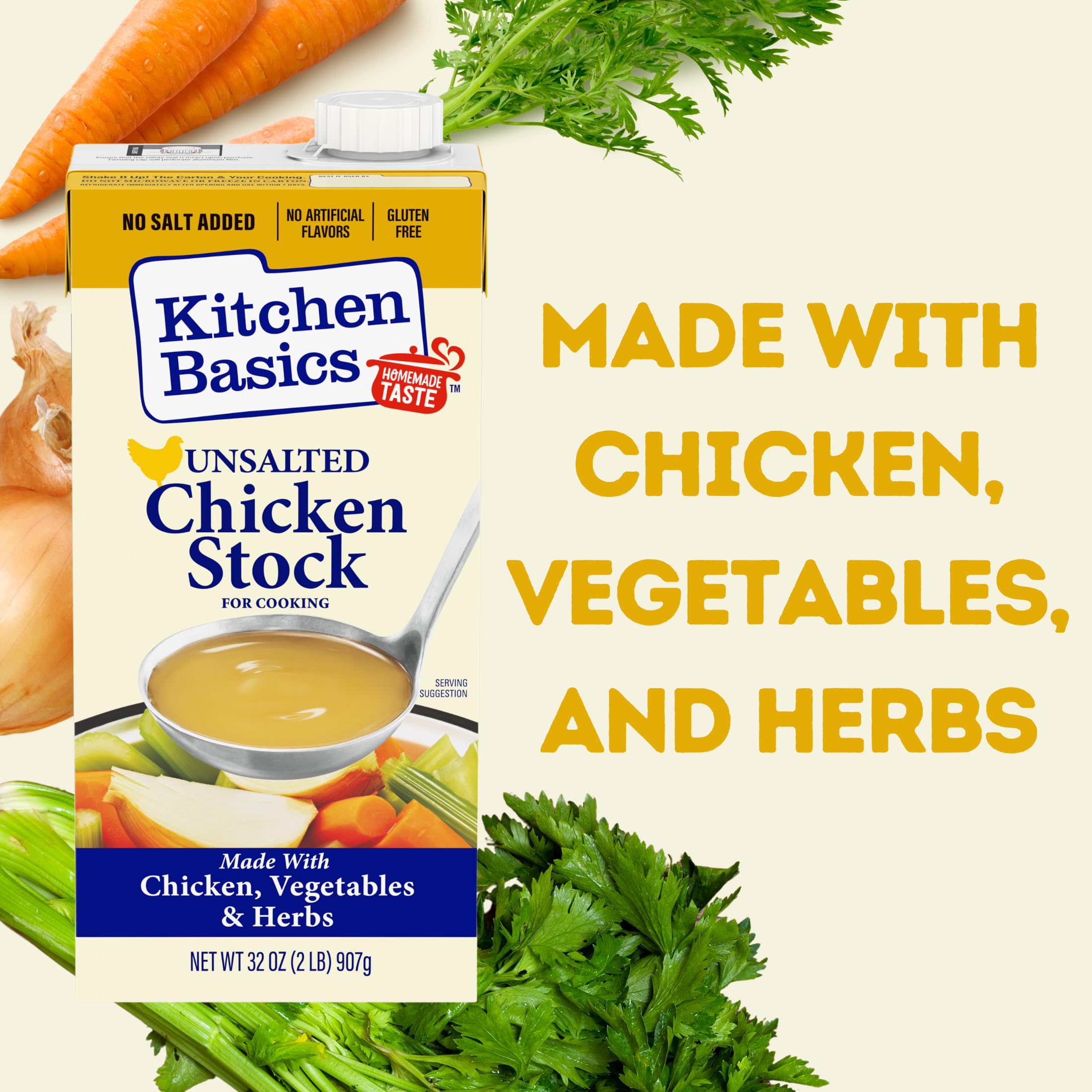 Kitchen Basics unsalted stock used in soups and stews.