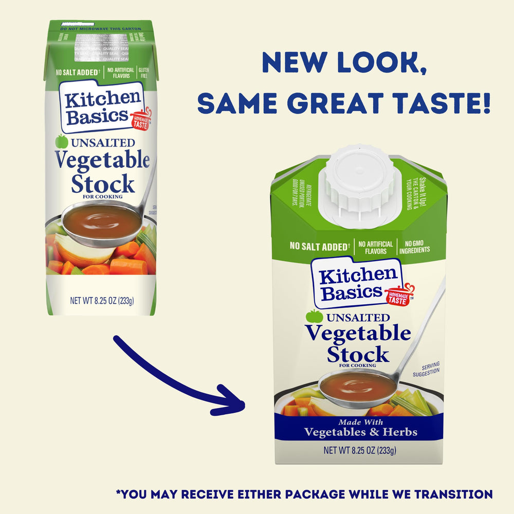 Vegetables and herbs simmer with Kitchen Basics stock to develop rich, full-bodied flavor.