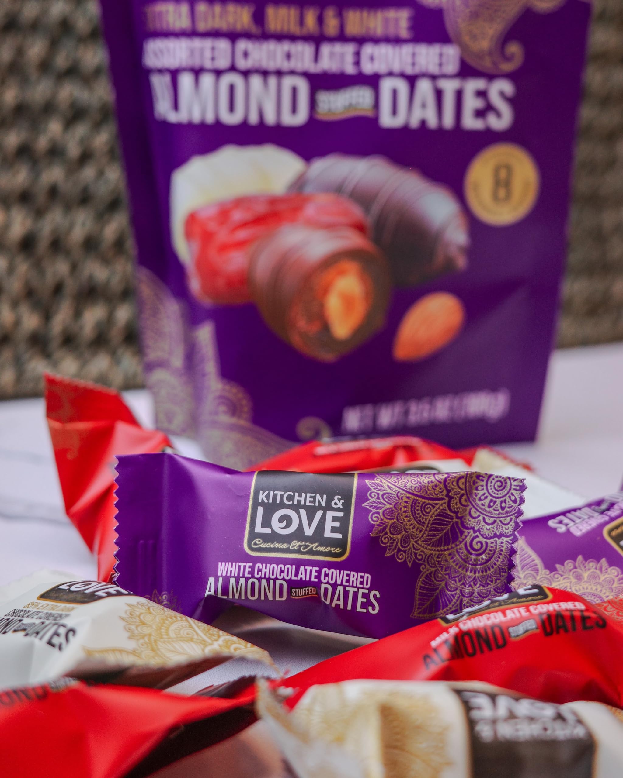 Kitchen & Love assorted chocolate dates plate-ready, perfect for gatherings.