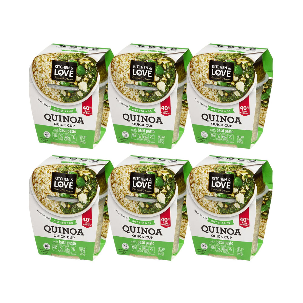 Kitchen & Love basil pesto quinoa bowl; ready-to-eat convenience with bold flavor.