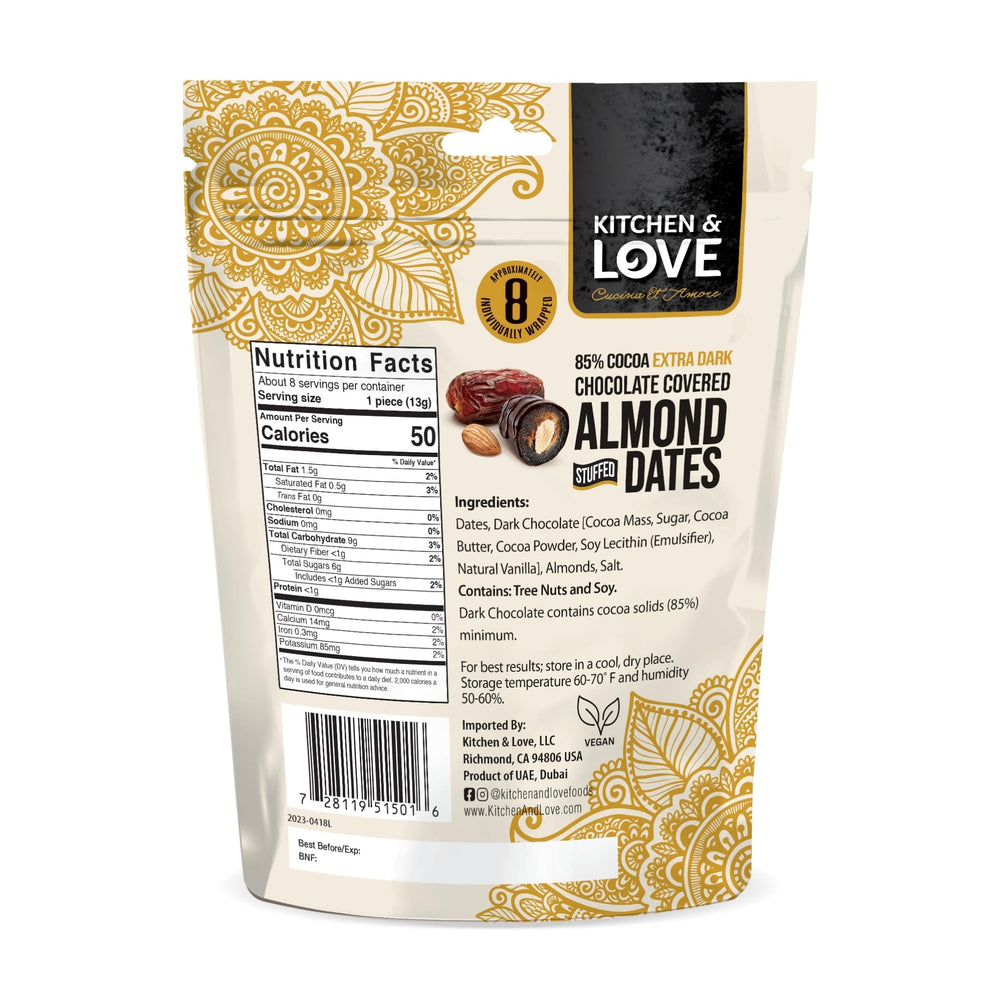 Kitchen & Love eight-piece individually wrapped dates for on-the-go energy