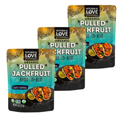 Kitchen & Love jackfruit lightly seasoned pack shot showing organic, ready-to-use meat alternative