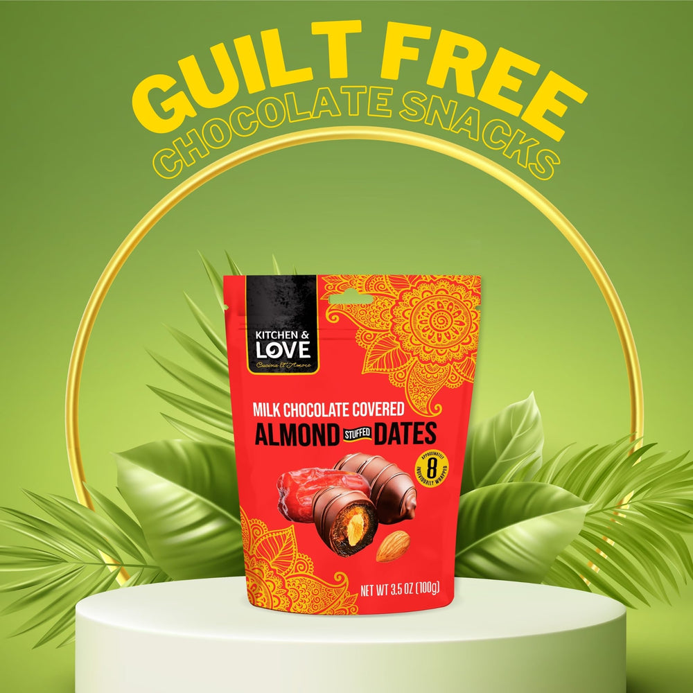 Kitchen & Love almond stuffed dates with milk chocolate offer a tasty treat