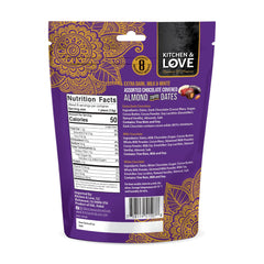 Kitchen & Love milk chocolate almond-stuffed dates, creamy and quick snack.