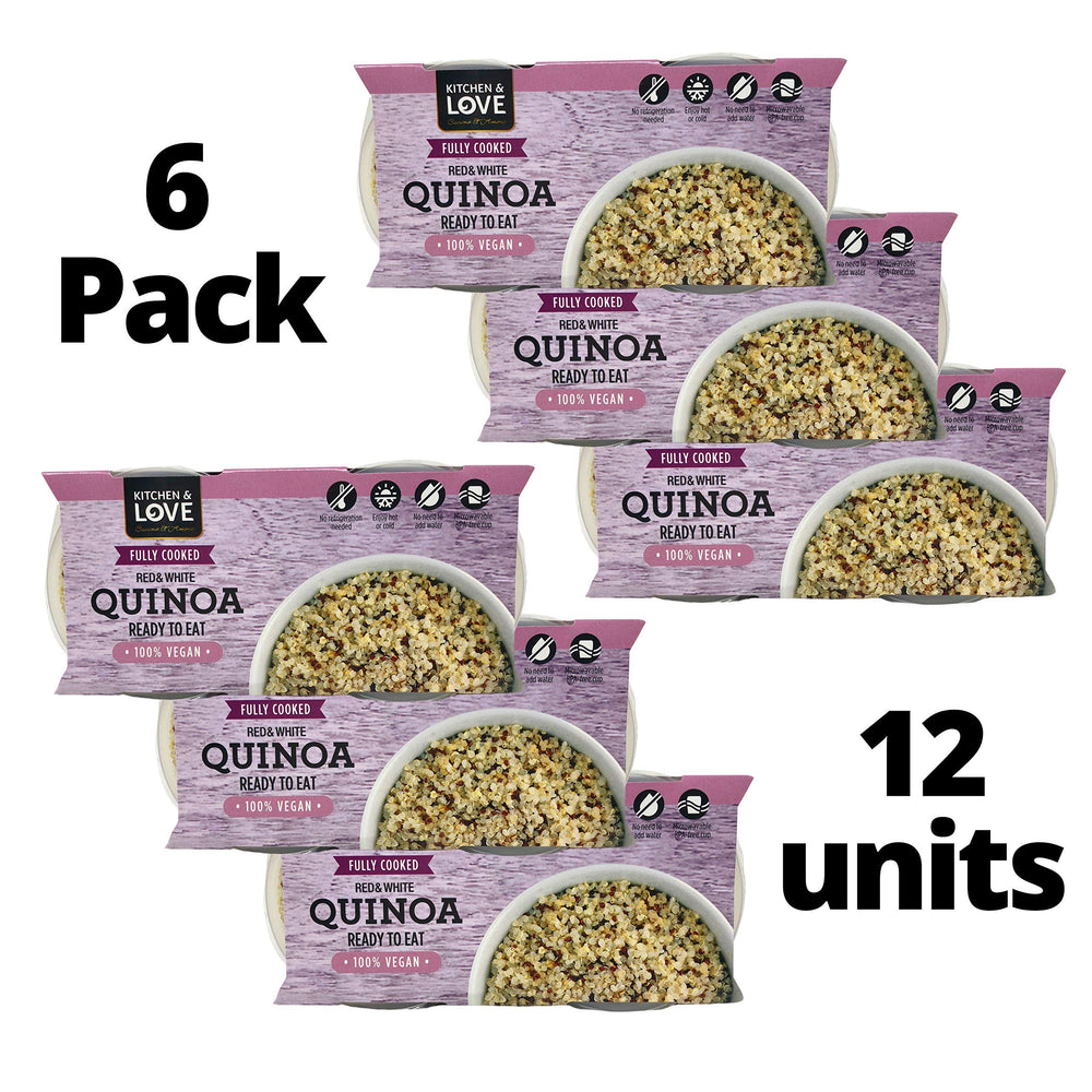 Microwave ready Kitchen & Love Quinoa Quick Cups for easy heat and serve