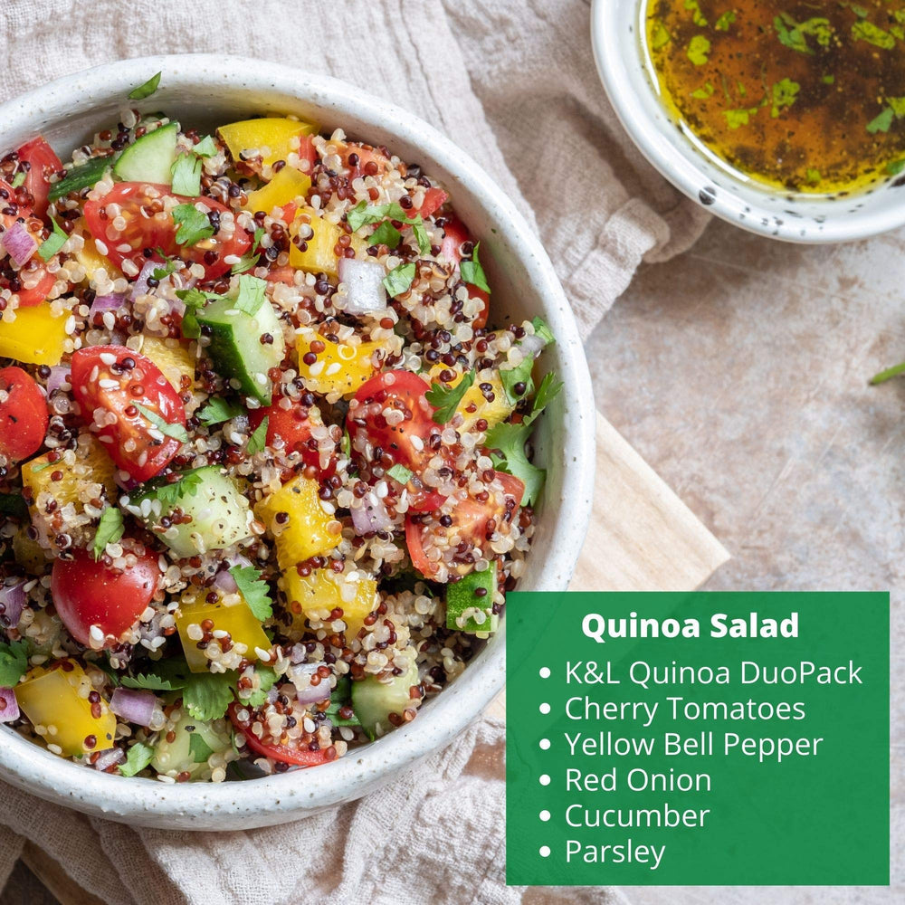 Two portions in Kitchen & Love Quinoa Quick Cups for portion control