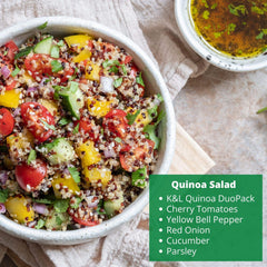 Two portions in Kitchen & Love Quinoa Quick Cups for portion control