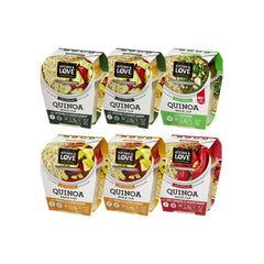 Kitchen & Love quinoa quick meal variety box six-pack front view for on-the-go meals