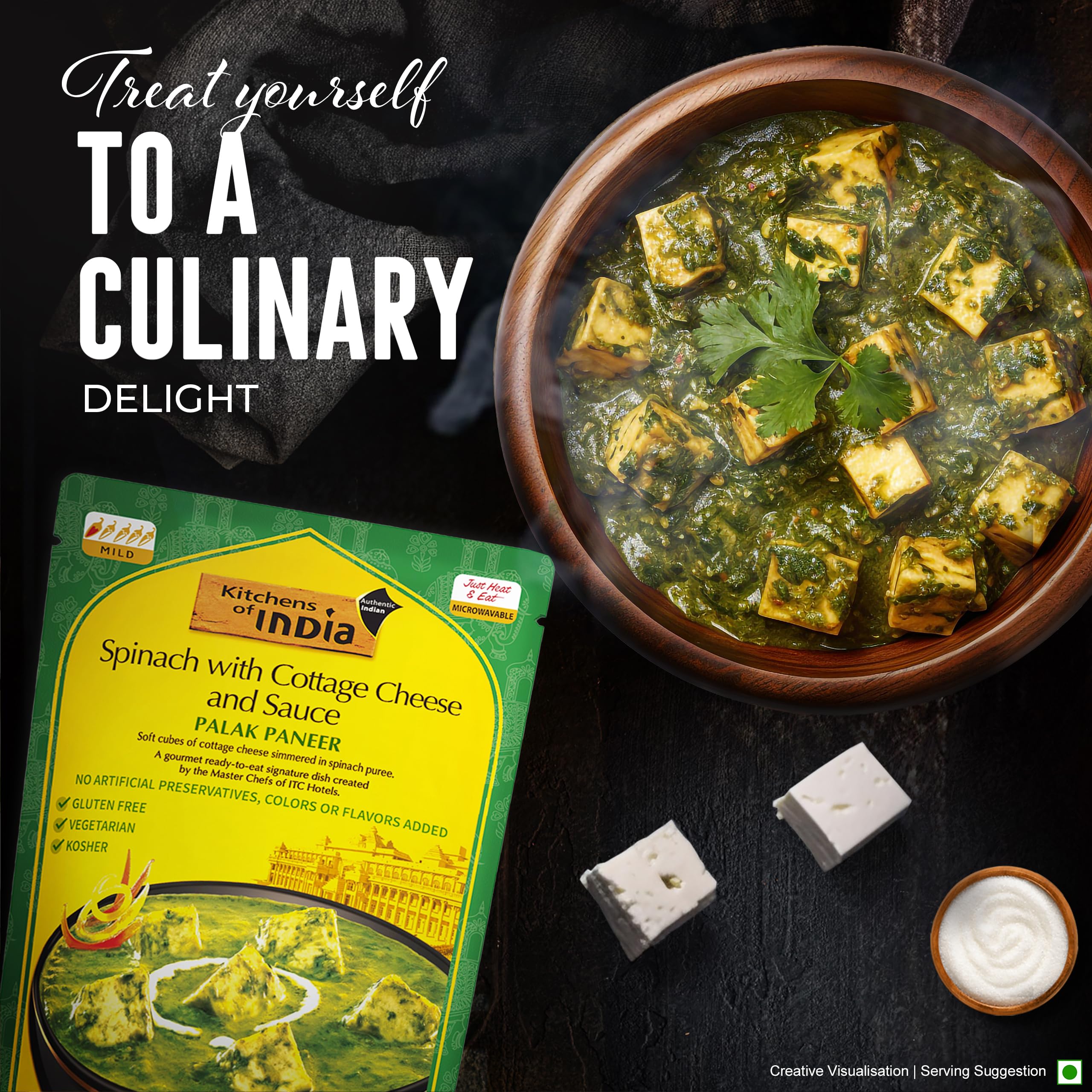 Kitchens of India Palak Paneer ready-to-eat dish ideal for busy weeknights.