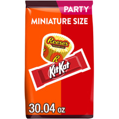 Kit Kat and Reese's Miniatures party pack front view, perfect for sharing at gatherings.