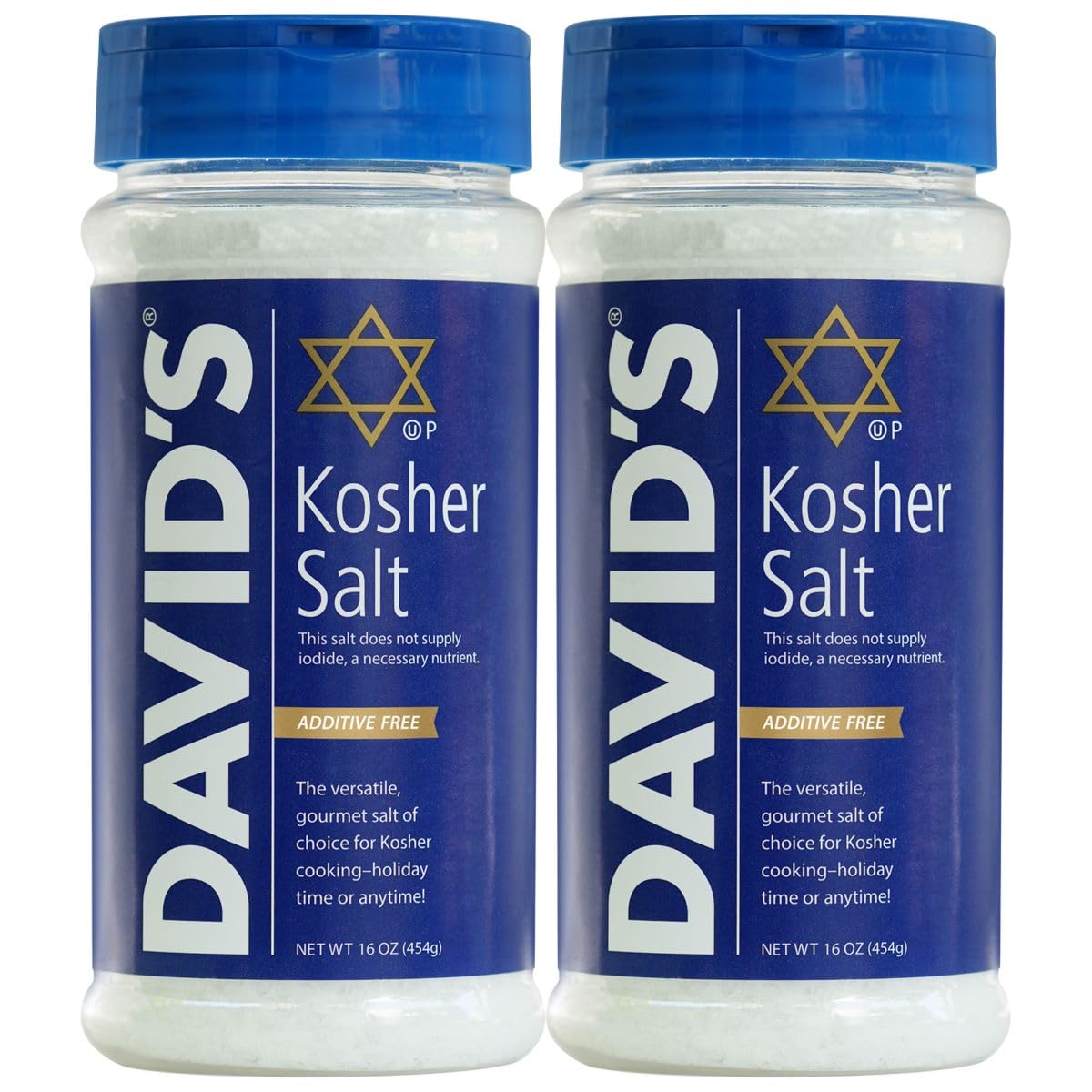 KITMOUS David's Kosher Salt canister front view showing 16 oz container for easy seasoning
