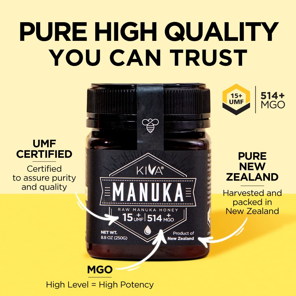 Monofloral honey with natural compounds MGO Leptosperin DHA and HMF.