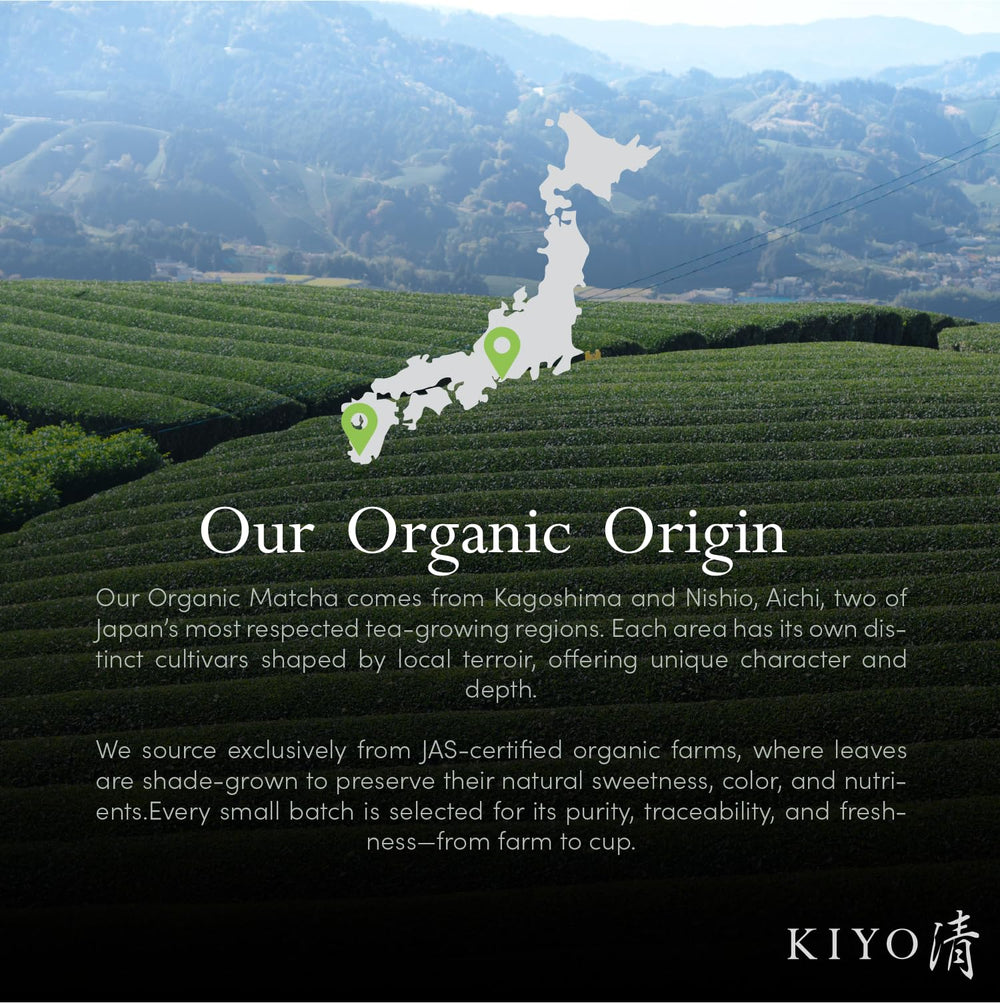 Kiyo Matcha small batch label signals freshness and quality you can taste.